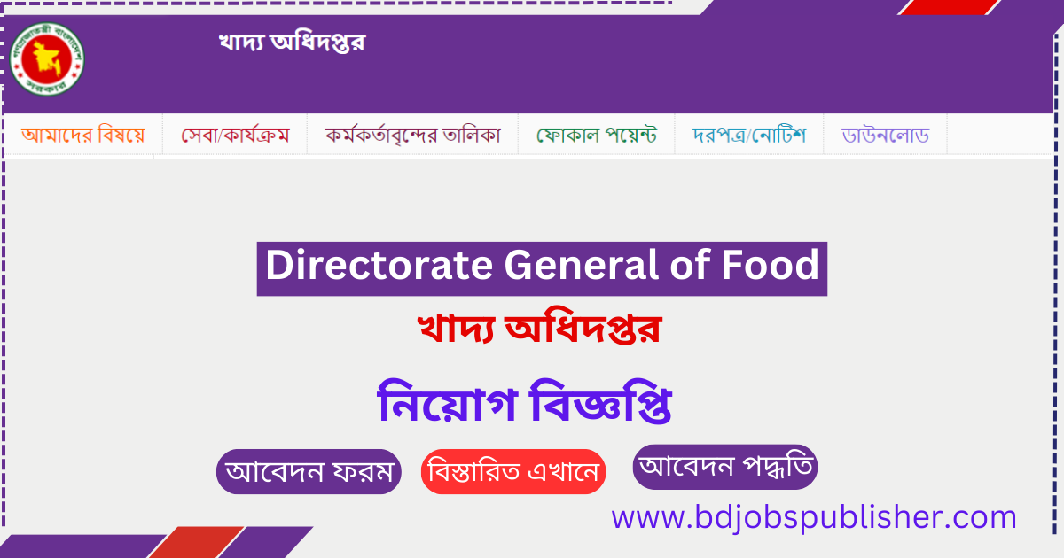 Directorate General of Food DGFOOD Job Circular